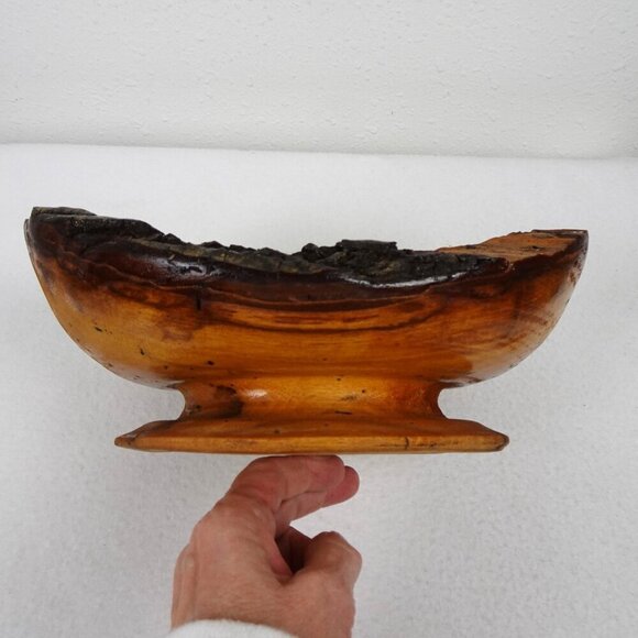 Live Edge Wood Bowl Footed Oval Hand Crafted Decor Fruit Candy 11" x 9" x 4.5" - Picture 9 of 14